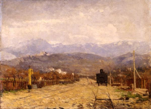 Eugenio Gignous Paesaggio con treno oil painting image